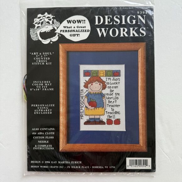 1994 Design Works Art & Soul World's Best Teacher 9394 Counted Cross Stitch NOS - Picture 1 of 4